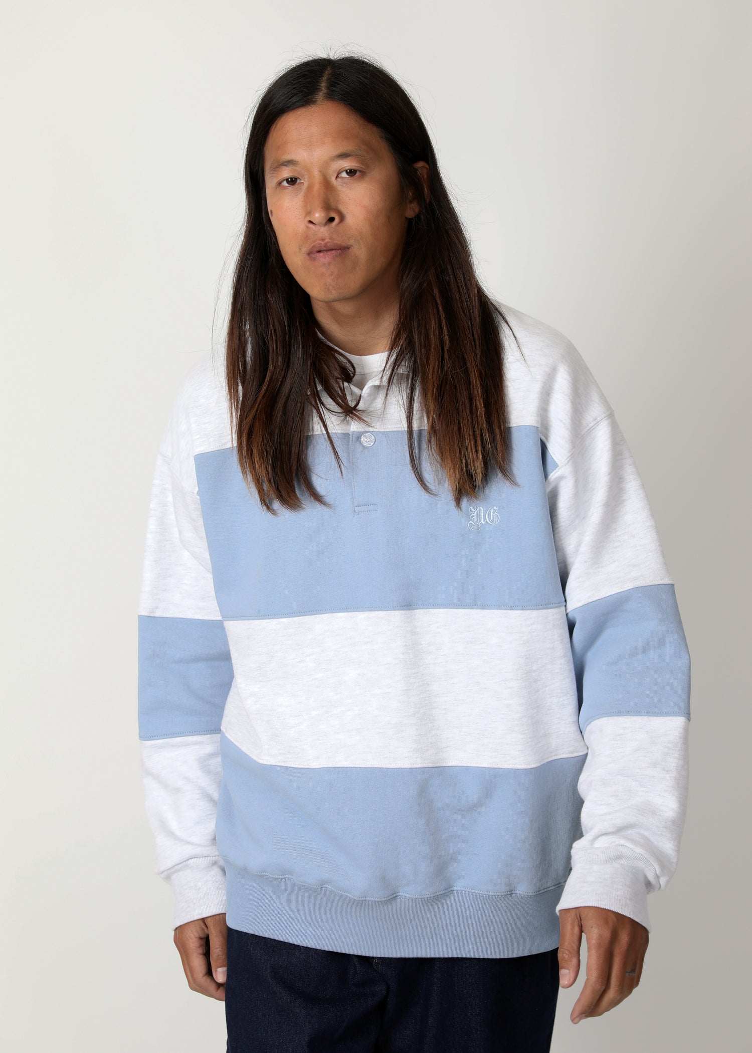 Prolific Fleece Polo - Heather Grey/Blue