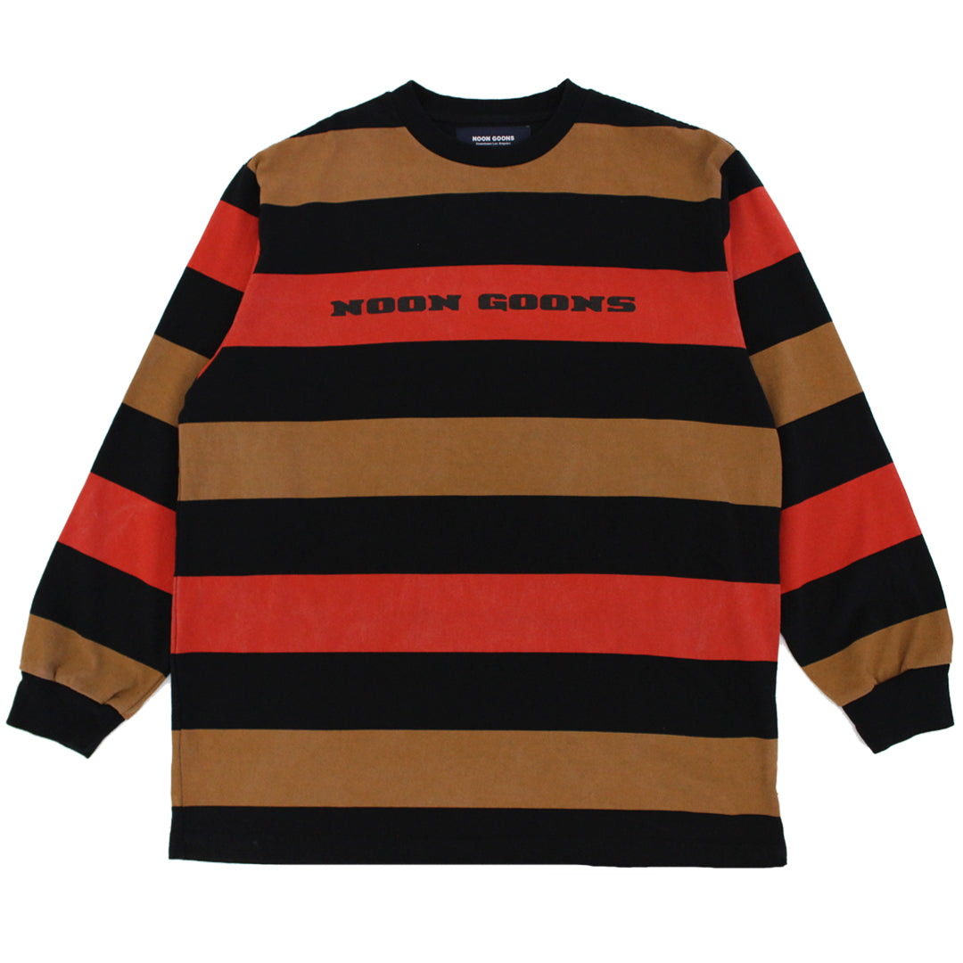 Stripe Here L/S T - Black/Khaki/Red