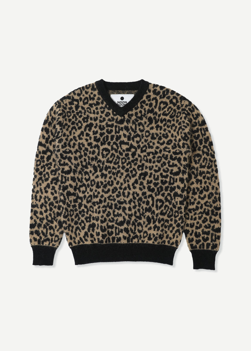 LEOPARD V NECK SWEATER