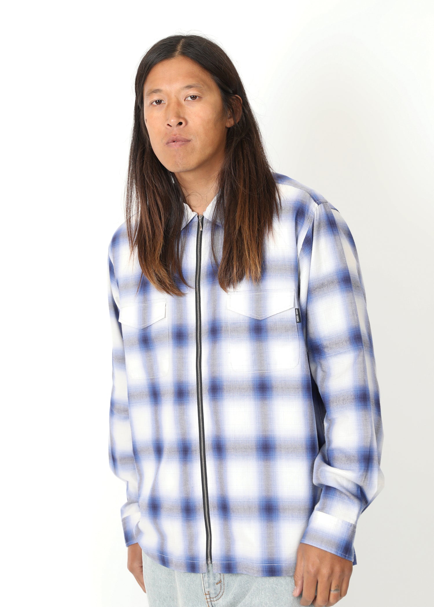 Something In The Way Of Zip Shirt - Blue/White